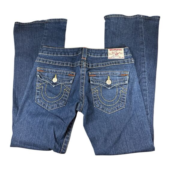 Vintage True Religion Jeans Womens 28 Blue Joey Low Rise Flare Made in USA Y2K - Picture 4 of 16